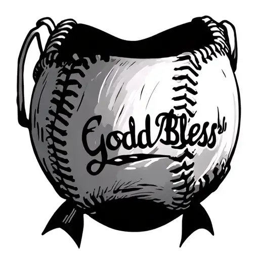 a baseball that reads god bless in Japanese tattoo design idea