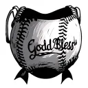a baseball that reads god bless in Japanese tattoo design idea