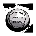 a baseball that reads god bless in Japanese tattoo design idea