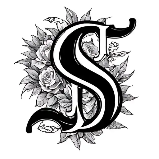 Create a tattoo design with the initials S, J, S. I would like the initials to stand individually, but still be part of  tattoo design idea