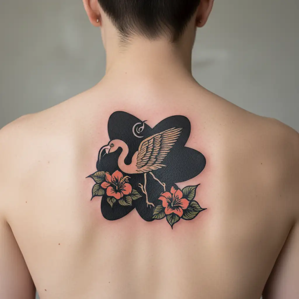 flamingo and school design tattoo design idea