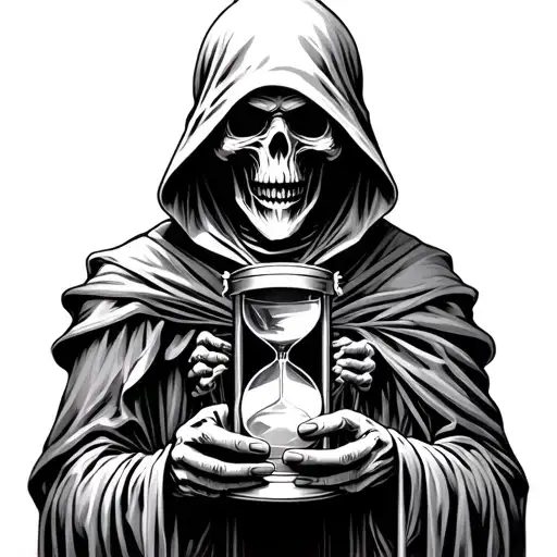 grim reaper holding hourglass tattoo design idea