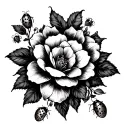 gardenia and lady bugs tattoo design idea