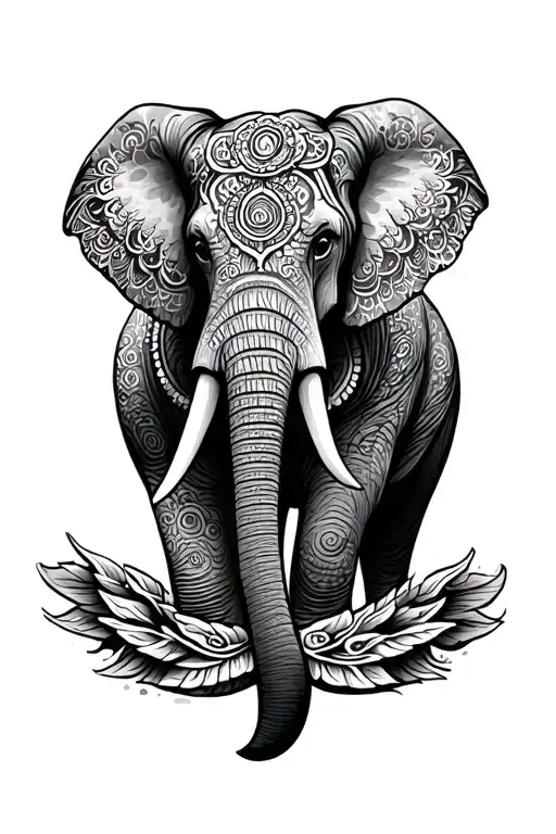 Mandala design elephant head tattoo design idea