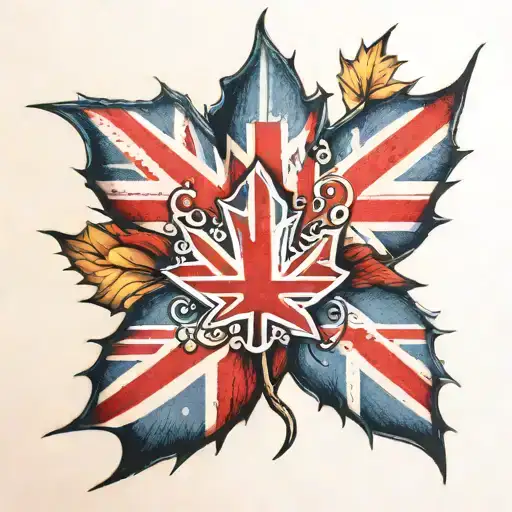 maple leaf and union jack tattoo design idea