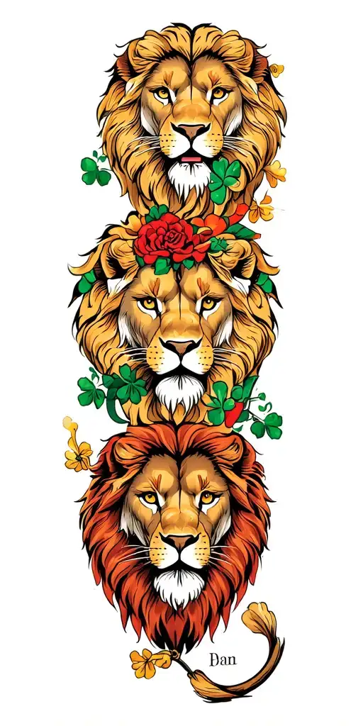 lions, Italian, Irish family tattoo design idea