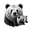 bear and cubs face only tattoo design idea