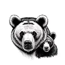 bear and cubs face only tattoo design idea