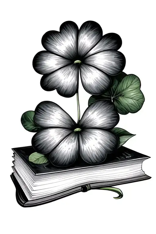 book, clover, Jupiter tattoo design idea
