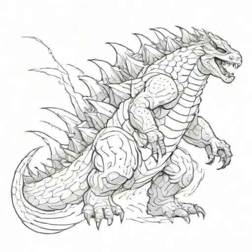 Godzilla and anime tattoo design idea