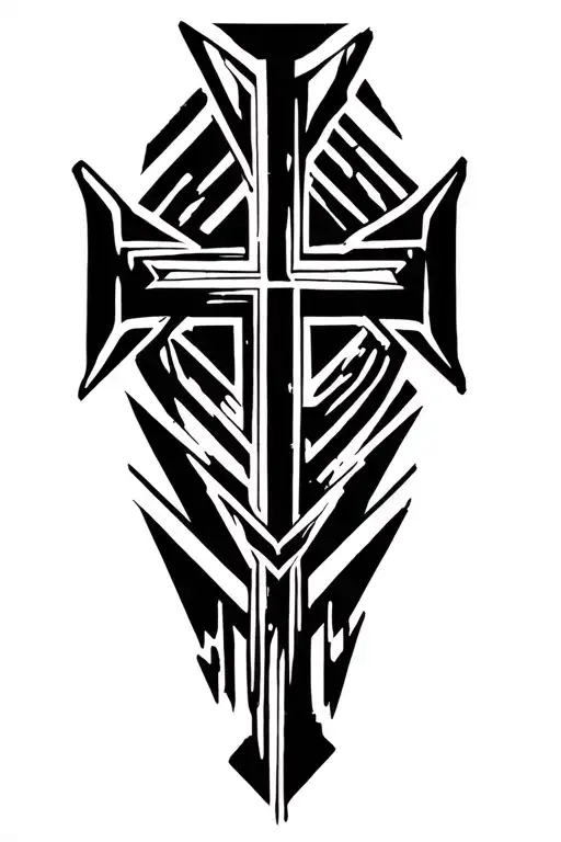 "Random" rustic cross tattoo design idea
