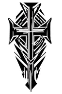"Random" rustic cross tattoo design idea