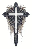"Random" rustic cross tattoo design idea