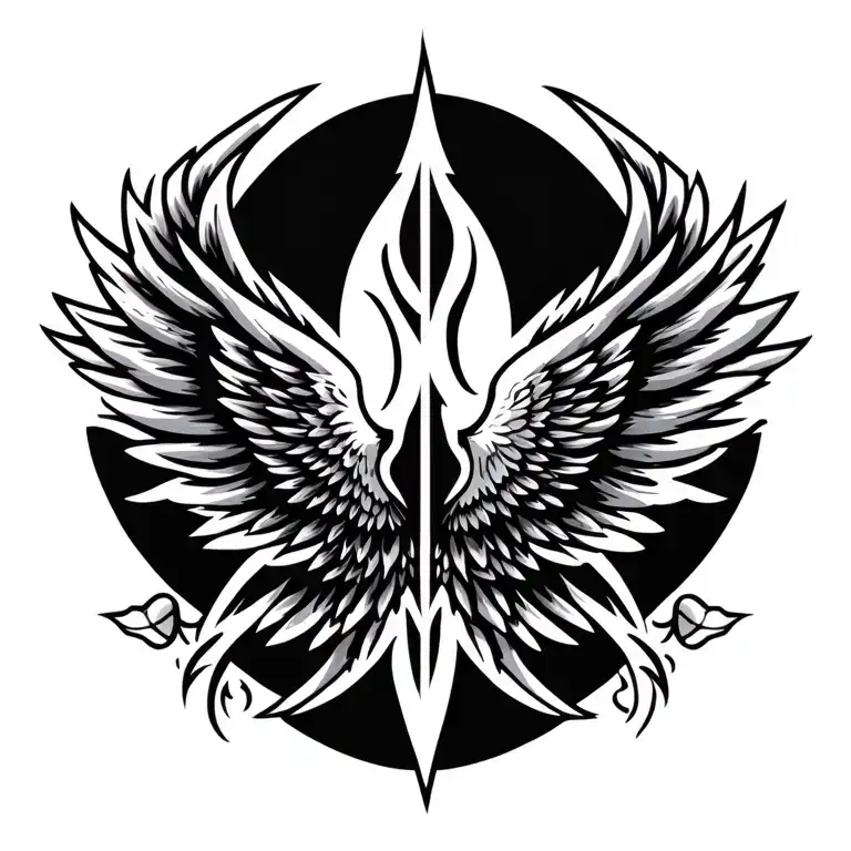 tribal wings spread wide tattoo design idea