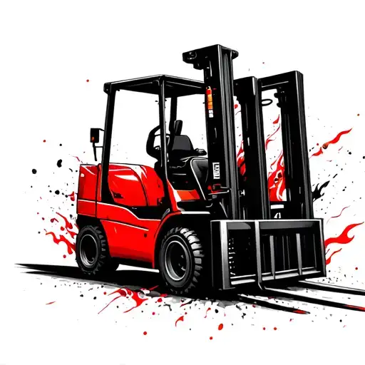 forklift fast flames left arm tattoo design idea