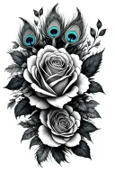 peacock roses tattoo design idea