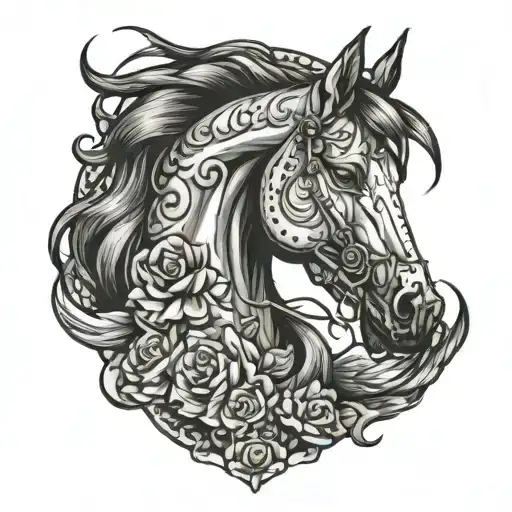 rock n roll horse tattoo design idea