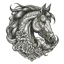 rock n roll horse tattoo design idea