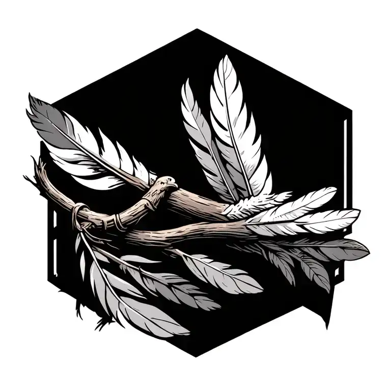 Cedar Branch bound with eagle feathers tattoo design idea
