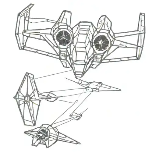 tie fighter jet flying tattoo design idea