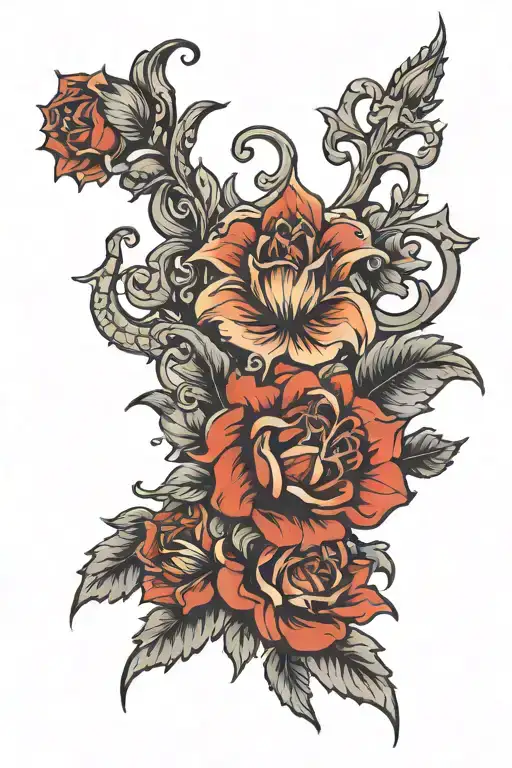 gothic resilience pain christian love flower strong tattoo design idea