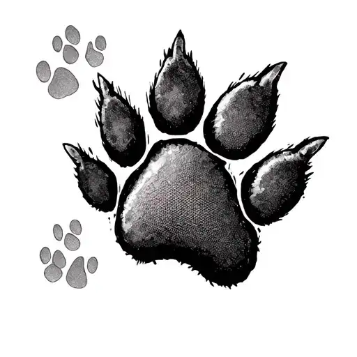 pet memorial tattoo of 2 dog paw prints and 1 cat paw print tattoo design idea