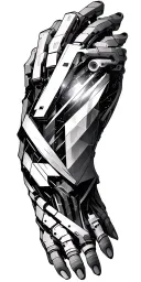 geometric cybernetic arm tattoo design idea