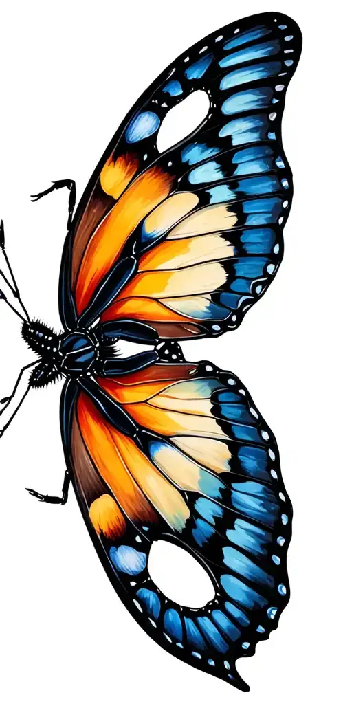 butterfly scorpion intertwined within each other tattoo design idea