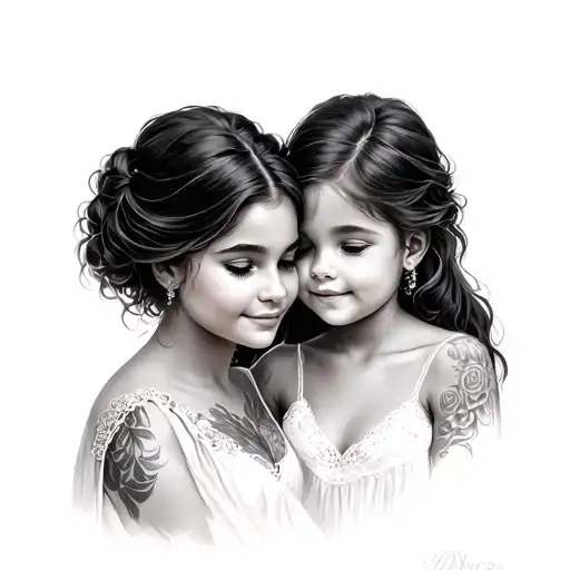 Mother And 2 Daughters tattoo design idea