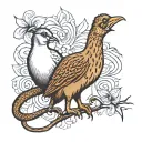 I would like a kiwi bird and kangaroo together holding hands tattoo design idea