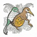 I would like a kiwi bird and kangaroo together holding hands tattoo design idea