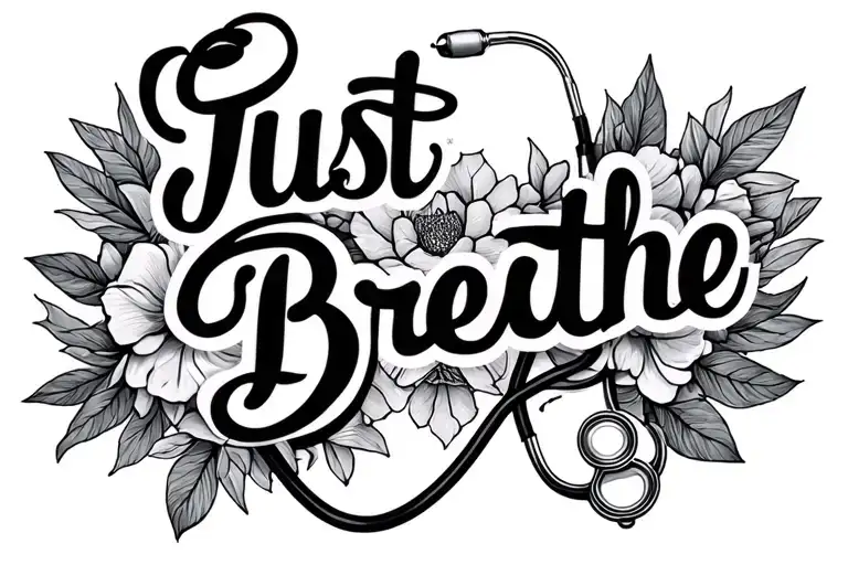 "Just Breathe" Fine line tattoo with stethoscope  tattoo design idea