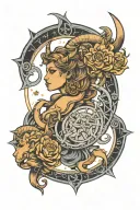 Capricorn, Sagittarius, and Virgo zodiac sign tattoo design idea