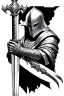 knight with sword pointed down  tattoo design idea