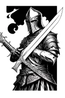 knight with sword pointed down  tattoo design idea
