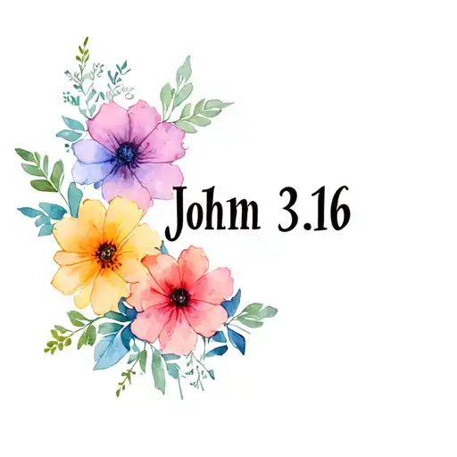 "John 3:16" flower bouquet tattoo design idea