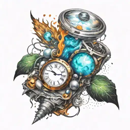 time capsule universe energy tattoo design idea