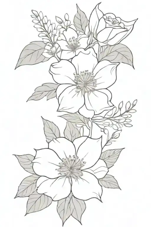 july and December birth flower bouquet tattoo design idea