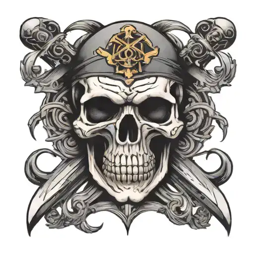 skull with swords crossed tattoo design idea