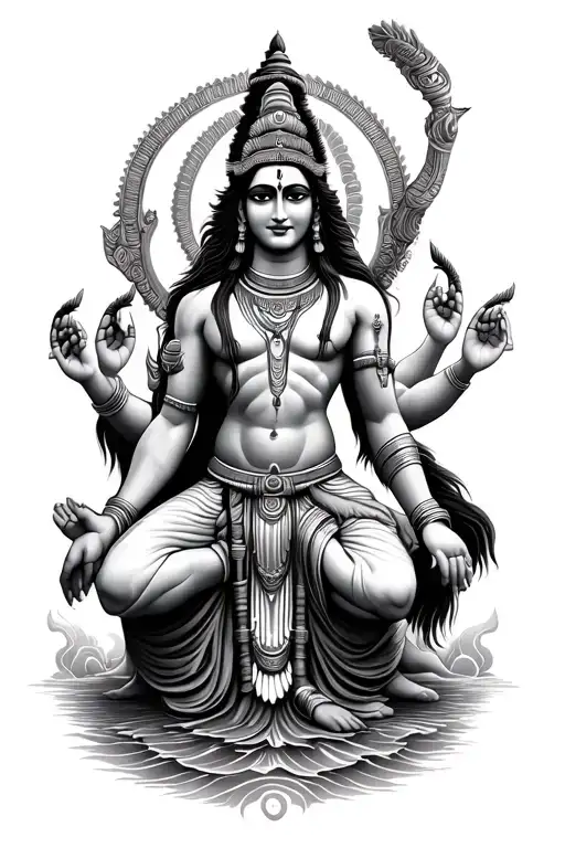 Shiva big tattoo with parvatiji and trisul horizontal tattoo design idea