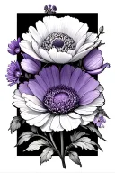Poppy,aster,snowdrop,carination,chrysanthemum,and violet  tattoo design idea