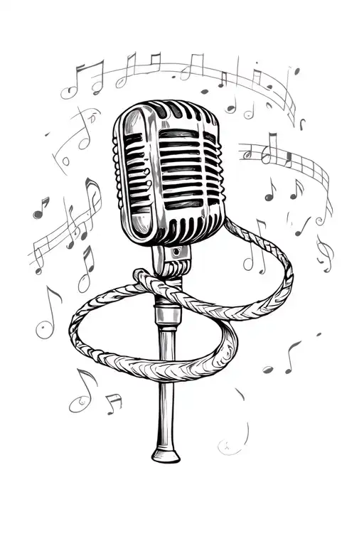 microphone intertwined with musical tattoo design idea