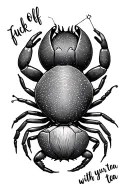 coconut hermit crab constellation with words fuck off with your tea dainty tattoo design idea