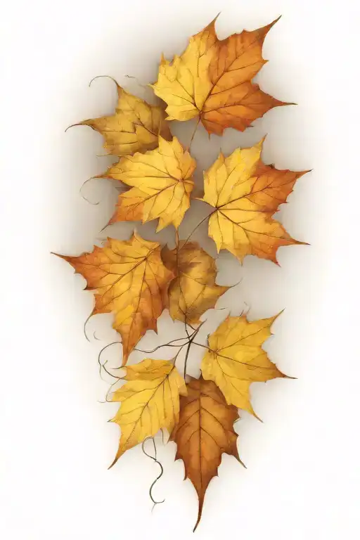 autumn leaves blowing in the wind tattoo design idea