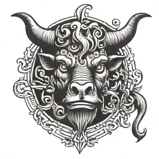 minotaur mythic theme tattoo design idea