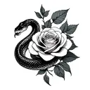 snake and rose intertwined tattoo design idea