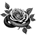 snake and rose intertwined tattoo design idea