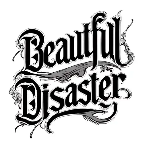 "Beautiful Disaster" Two Word Ambigram Generator tattoo design idea