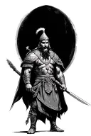 Persian warrior standing tattoo design idea