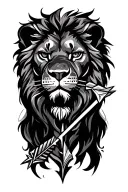 lion head with compass and arrow  tattoo design idea